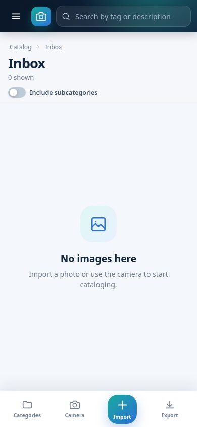 Pictalog mobile view
