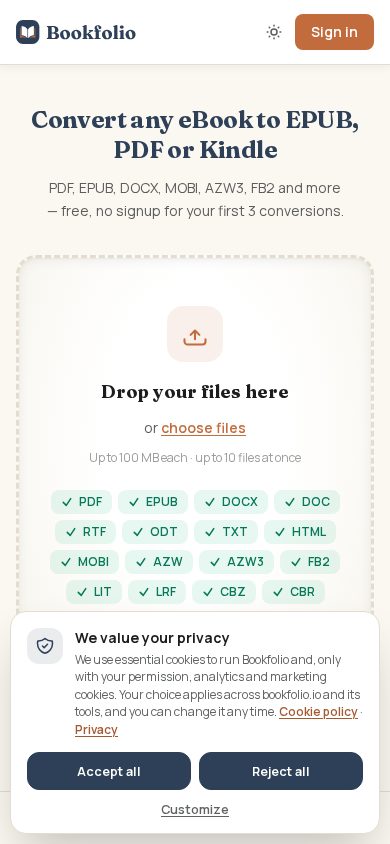 Converter mobile view