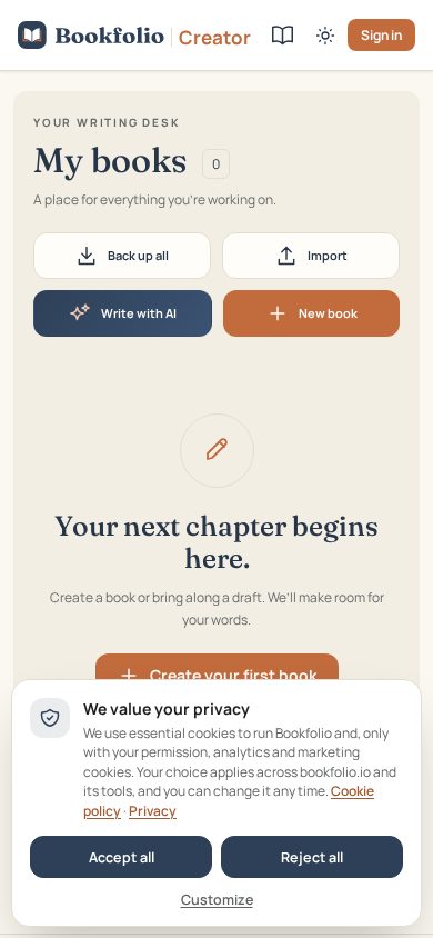 Creator mobile view