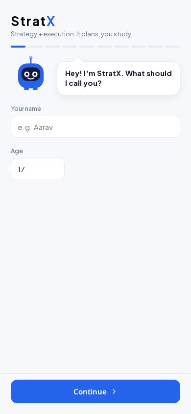 StratX mobile view