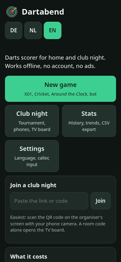 Dartabend mobile view