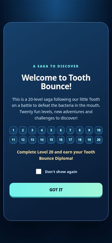 Tooth Bounce mobile view