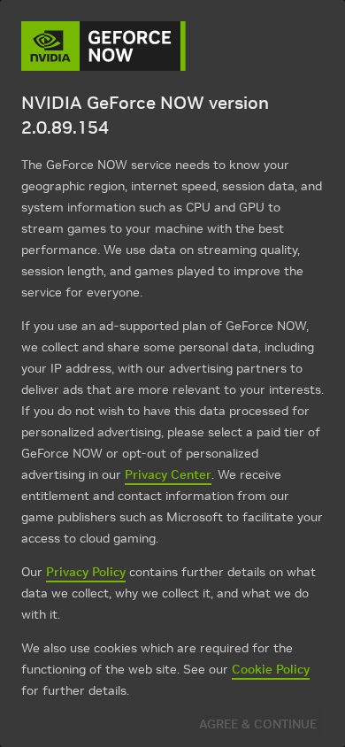 GeForce NOW mobile view