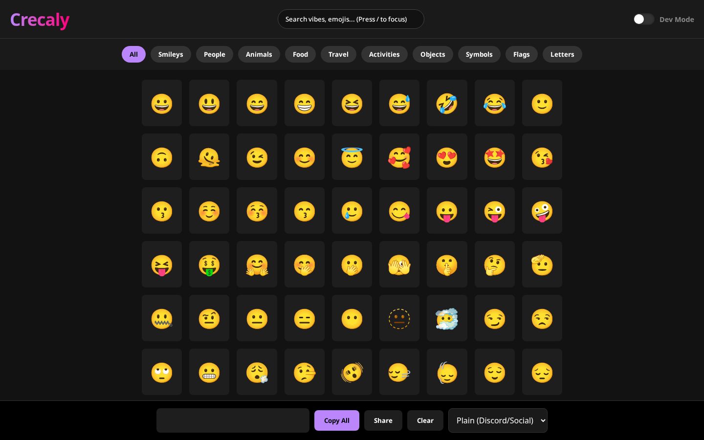 Crecaly desktop view