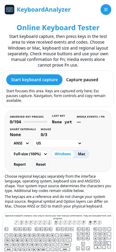 KeyboardAnalyzer mobile view